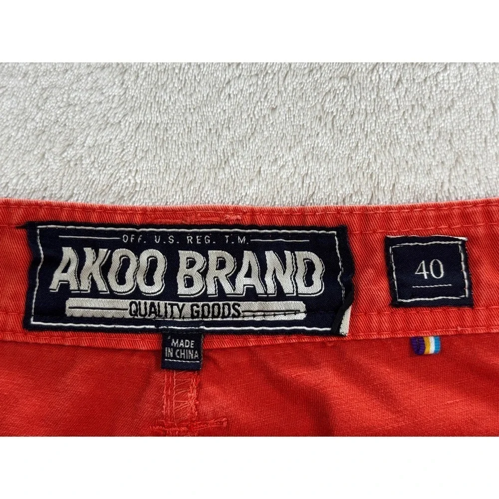 Akoo Brand Mens Cargo Multi-Pocket Solid Red Shorts‎ 40 Meas: 40x12